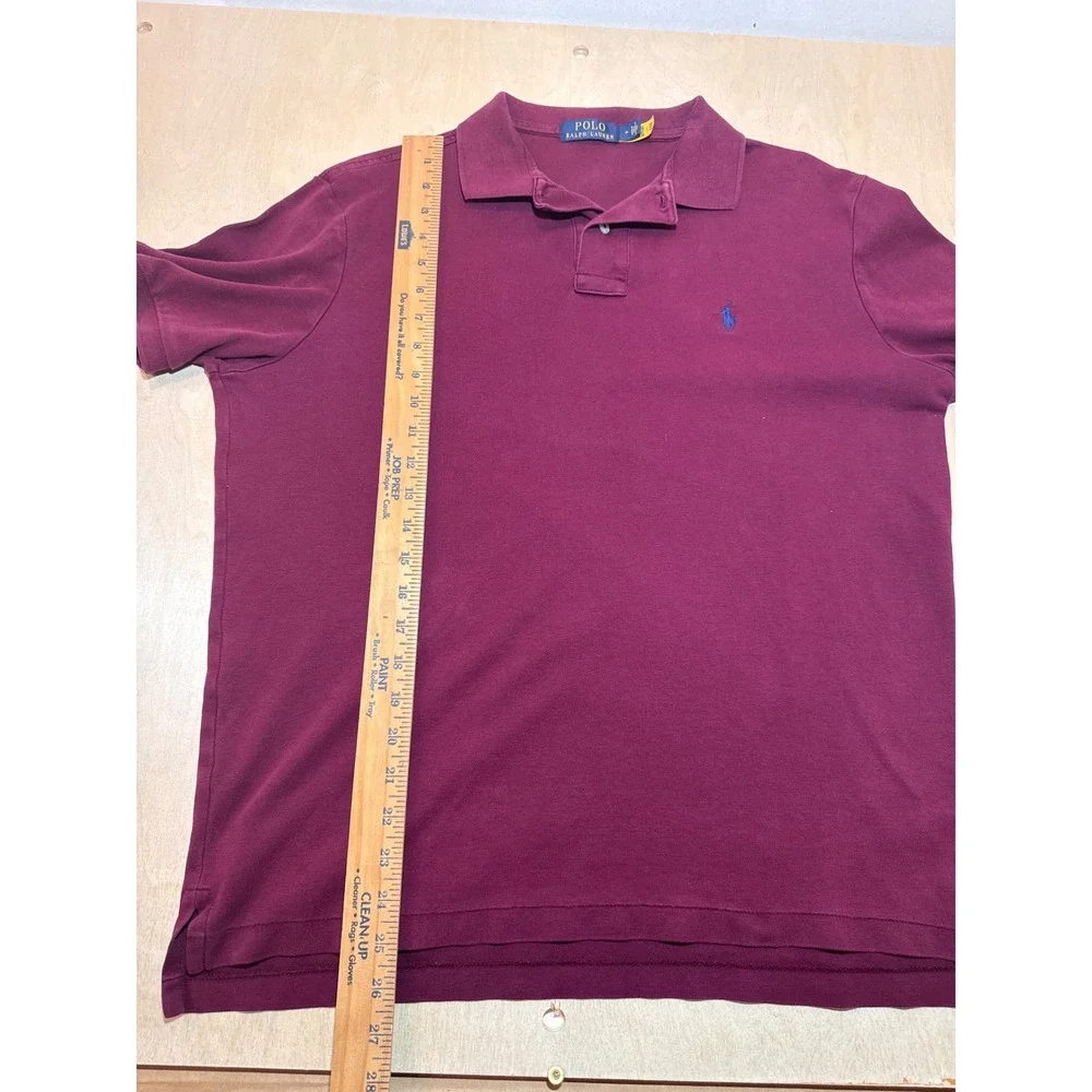 Polo Ralph Lauren Mens Burgundy Maroon Cotton Short Sleeve Polo Shirt Size M